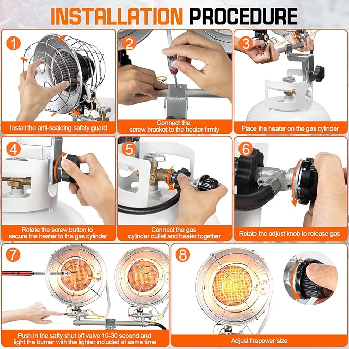 Double Tank Top Outdoor Propane Heater With a Windproof Lighter, 36000BTU Outdoor Propane Heater With Shut-off Valve and Tip-over Switch for Garage,Patio, Camping,RV(CSA)