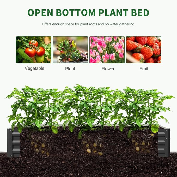 Galvanized Raised Garden Bed with Crop Cage Plant Protection Net Tent Kit for Garden Plant, 74"x37.4"x 59" Plants Protection Tent Cage Metal Planter Box Bottomless Planting Vegetables Outdoor