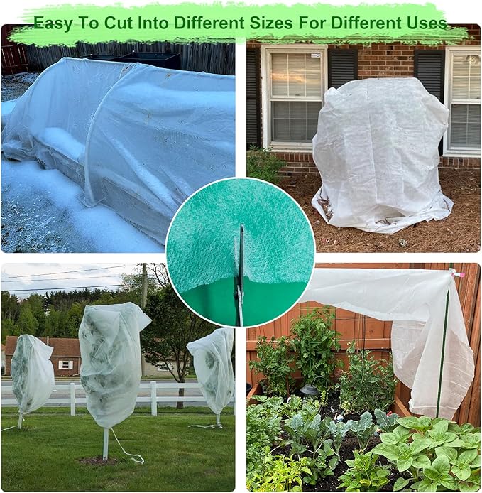 Plant Covers Freeze Protection, 10 FT x 50 FT Frost Blankets 1.06oz/yd² Thick crop cover , Reusable Garden Frost Cloth Floating Row Tree Covers for Winter Outdoor Plants vegetables seed Fruit