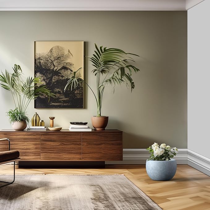 Kante 15.7" Dia Round Concrete Planter, Outdoor/Indoor Large Bowl Plant Pots with Drainage Hole and Rubber Plug for Garden Patio Balcony Home, Slate Gray