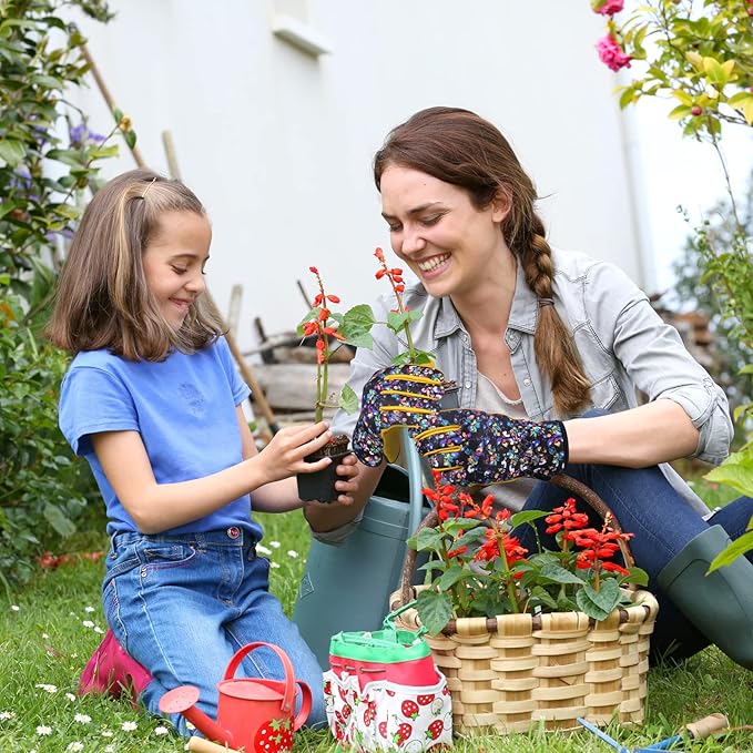 Bamllum Leather Gardening Gloves for Women - Working Gloves for Weeding, Digging, Planting, Raking and Pruning