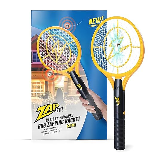 ZAP IT! Electric Fly Swatter Racket - 3,500 Volt Bug Zapper Racket - Battery-Powered Fly Zapper and Mosquito Racquet Zappers with AA Batteries Included - Lightweight and Compact for Indoors or Outdoor