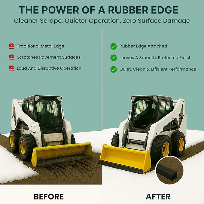 SIMOND STORE - Rubber Snow Plow Cutting Edge – Heavy Duty 96" x 8" x 0.39" Snow Plow Deflector Smooth & Surface-Safe Snow Clearing - Fit for ATV, Tractors,Skid Steers & UTVs Snow Pusher Cutting Edge