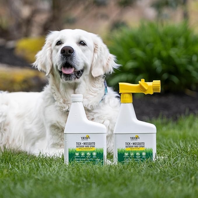 Ready-to-Use Tick + Mosquito Outdoor Yard Spray – Made with Essential Oils, Plant-Derived, Easy Do-It-Yourself Treatment, Safe to Use Around Kids, Pets and Plants – 32 oz