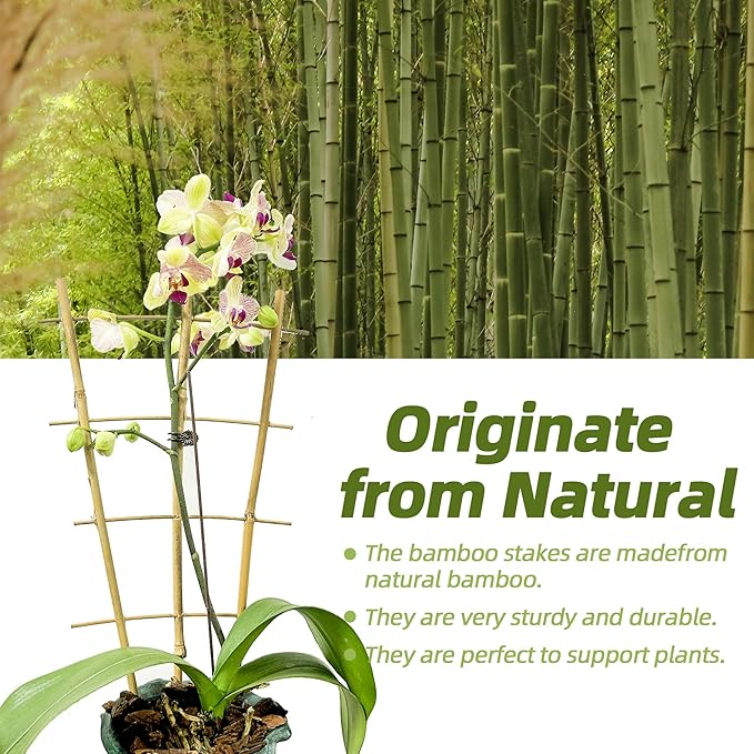 5 Pack 16" Bamboo Trellis for Climbing Plants-Natural Garden Ladder Fan -Shaped Plants Support Trellis for Potted Plant Decor in Door