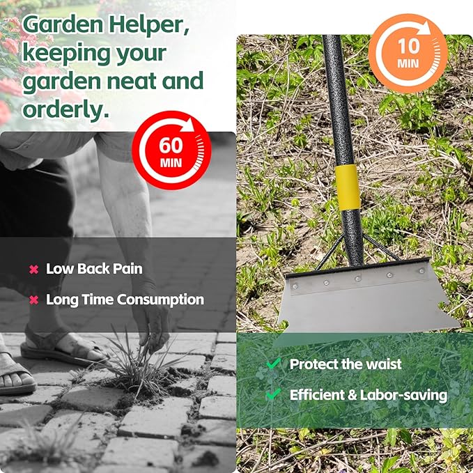 Garden Shovel, 60" Heavy Duty Floor Scraper with Adjustable Long Handle, Multifunctional Cleaning Flat Shovel, Landscaping Tools for Lawn Edging, Ice Scraper, Snow Shovel