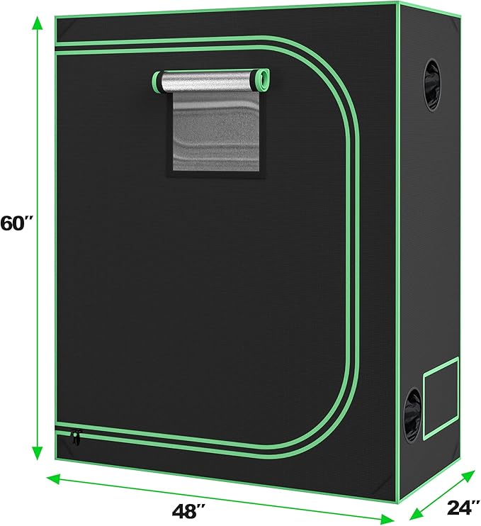 Nova Microdermabrasion 48"x24"x60" Mylar Hydroponic Grow Tent with Observation Window and Floor Tray, 4×2 Grow Tent, High Reflective Growing Tent Room for Indoor Plant Fruit Flower Veg