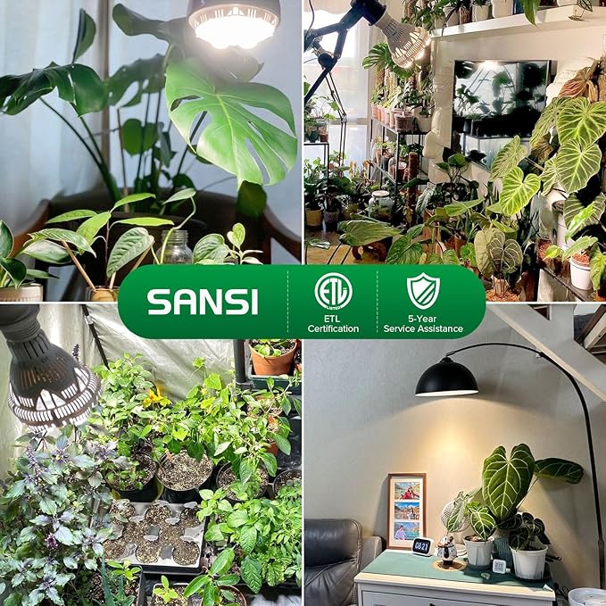 SANSI Grow Light Bulb with COC Technology, Full Spectrum 24W Grow Lamp (300 Watt Equivalent) with Optical Lens for High PPFD, Perfect for Seeding and Growing of Indoor Plants, Flowers and Garden