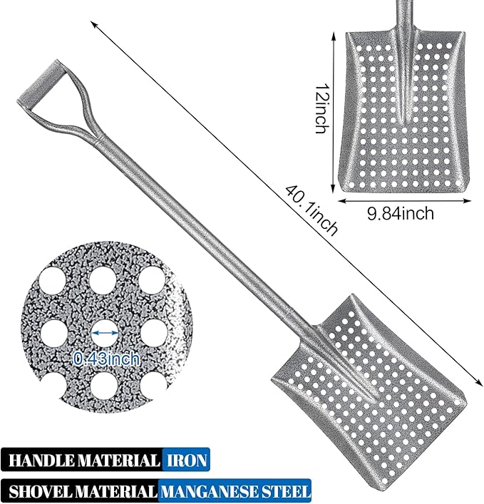 Durable Shovel for Sand Sifter, Chicken Poop Scooper Designed for Farm Sand Stall Poop Cleaning, Ideal Gardening Sliver Root Slayer Shovel- Square Shover for Beach