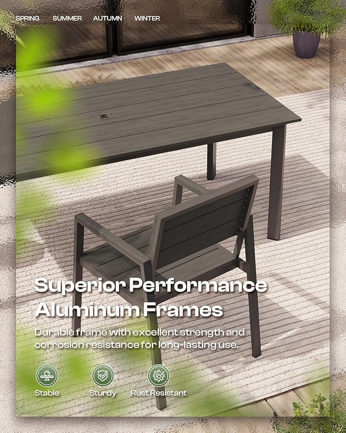 HDPS Outdoor Patio Dining Chairs Set of 2, 350LBS Capacity Aluminum Patio Dining Chairs with Armrests, Weather-Resistant for Lawn, Garden, Yard, Poolside and Indoor Use, Charcoal