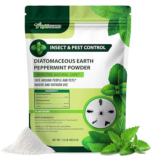 Diatomaceous Earth Food Grade & Peppermint Powder for Crawling Insect and Pest Control – 1 lb