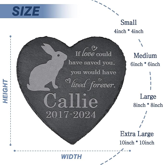 Rabbit Memorial Stone - Rabbit Memorial Gifts - Pet Loss Gift - Loss of Rabbit - Heart
