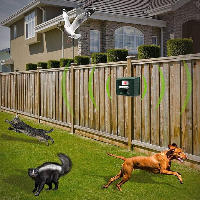 ASPECTEK Ultrasonic Outdoor Animal Pest Repellent, Yard Sentinel RC Pest Repeller Pest Control includes Motion Detector, 4 Key Remote - Rodents, Cats, Rats, Mouse, Mice, Deer, Frequency: 15-18 kHz