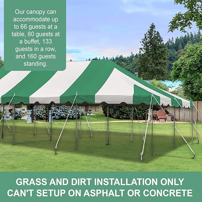 Party Tents Direct 20'x 40' Weekender Canopy Pole Tent with Sidewalls - Easy Up Canopy Tent with 160 Person Capacity - Outdoor Canopies for Parties, Weddings, and Events (Green/White)