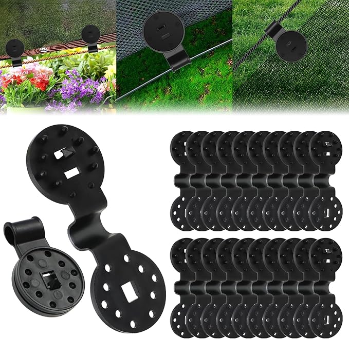 20 Pieces Shade Cloth Plastic Clips Heavy Duty Lock Grips, Round Plastic Black Clips Sunshade Net Fixing Clip Fix Clamp, Shade Fabric Clips for Bird Netting, Greenhouse Outdoor Garden Netting