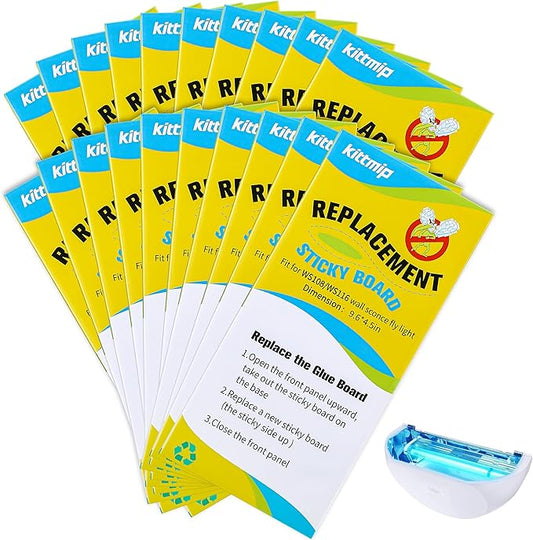 Qualirey 20 Pcs Fly Traps Glue Board Compatible with Faicuk WS108 Wall Sconce Fly Light Trap, Insects Sticky Fly Strips Replacement for Capturing Flies, Mosquitos, Moths, Gnat and Other Flying Insects