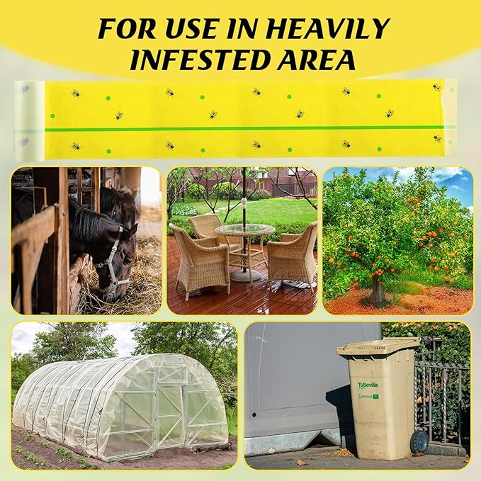 Qualirey 6 Rolls Spotted Lantern Fly Traps 30 Feet Each Roll Fly Tree Trap Sticky Strips Outdoor Fruit Glue Strips Disposable Tape Indoor Paper Sheets for Protecting Trees(Classic Color)