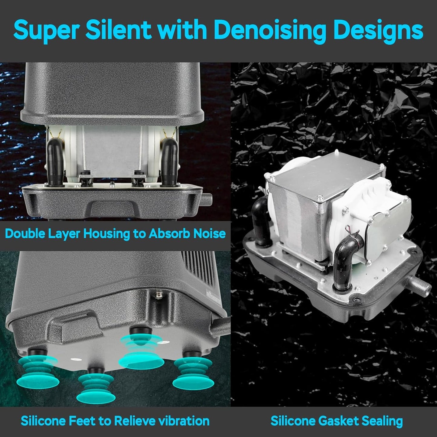 AquaMiracle Linear Air Pump, 635/950/1600/4000GPH Pond Bubbler Septic Air Pump, Energy-Efficient Pond Aerator for Outdoor Ponds, Aquariums, Hydroponics, Waste Treatment