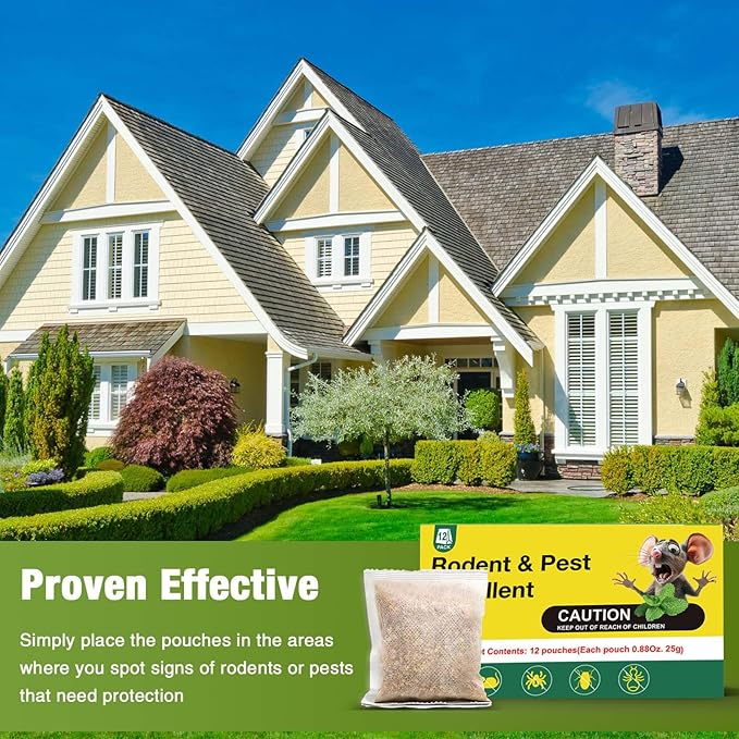 24PCS Rodent Repellent Pouches, Kid-Friendly, Non-Toxic and Safe