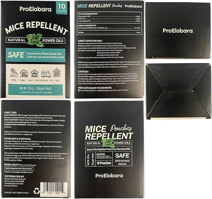Mouse Repellent Pouches with Peppermint Oil: Natural Rodent Repellent Indoor to Get Rid of Rats, Mice, Squirrels - Safe for Pets and Kids, Rat Repellent for House, Car, Mice Repellent for Outdoor Use