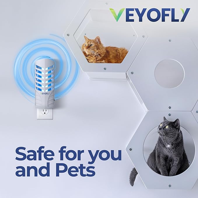 VEYOFLY Fruit Fly Trap Indoor (1 Device + 3 Refills), Gnat Catcher, Plug-in Light Insect Trap for House, Bug Killer