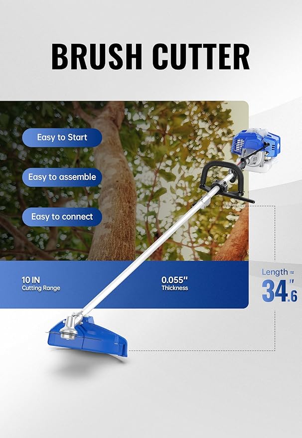 WILD BADGER POWER 26cc Weed Wacker Gas Powered, 4 in 1 String Trimmer, Wheeled Edger, Hedge Trimmer and Brush Cutter Blade, Multi Yard Care Tools, Rubber Handle & Shoulder Strap Included