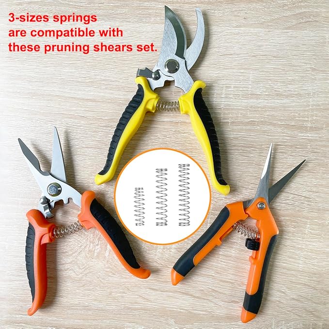 Replacement Springs for Pruners, Springs Suitable for The Multicolour 3 Pack Garden Pruning Shears Set selling on Amazon (15pcs springs mixed), Silver Tone