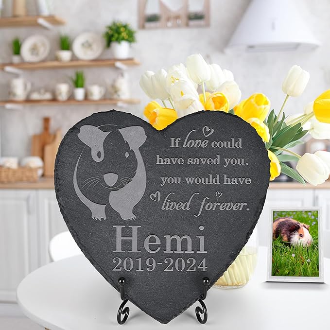Guinea Pig Memorial Stone - Garden Statue - Memorial Gifts - Tombstone - Loss Gift - Heart