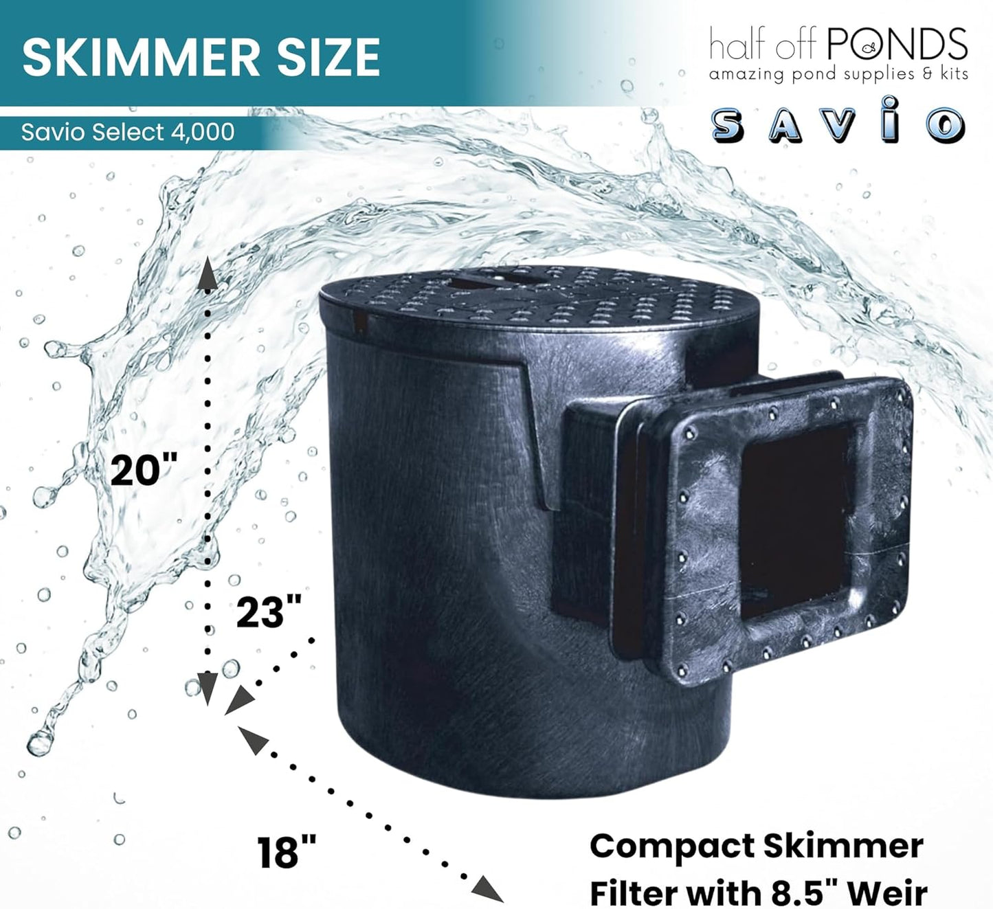 HALF OFF PONDS Savio Select 4,000 GPH Submersible Pump Pond Kit with 15' x 20' EPDM Rubber Pond Liner, UV Clarifier for Water Garden & Koi Pond