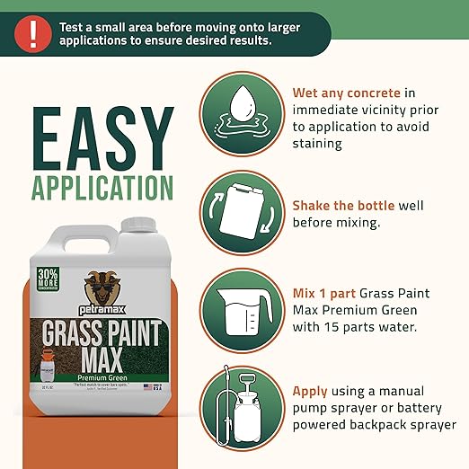 PetraMax Max Grass Paint for Lawn - Maintain Perfect Green Grass, Spray for Lawn & Shrubs Green Spray, Paint Pair with Petra Sprayers - Touch up Dog Spots - Non-Toxic Safe for Pets (Premium, 32 oz)