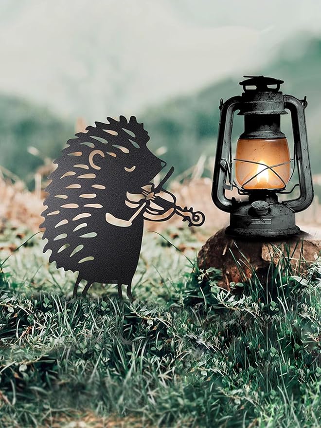 Metal Animals Outdoor Yard Decor,Funny Hedgehog Garden Stakes,Unique Lawn Ornaments Gift for Animal Lovers