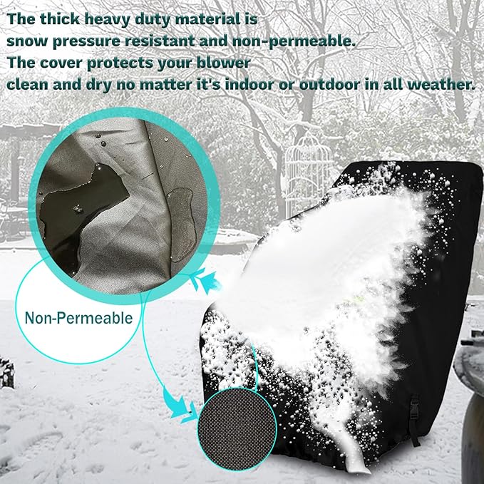 QYMOTO XL Large Snow Blower Cover, Outdoor 600D Waterproof Windproof Winter Storage Protection Fit Snow Joe, Craftsman,Poulan,Ariens,Toro Electric Snowblower Cover 24 Inch to 30 Inch 32 Inch