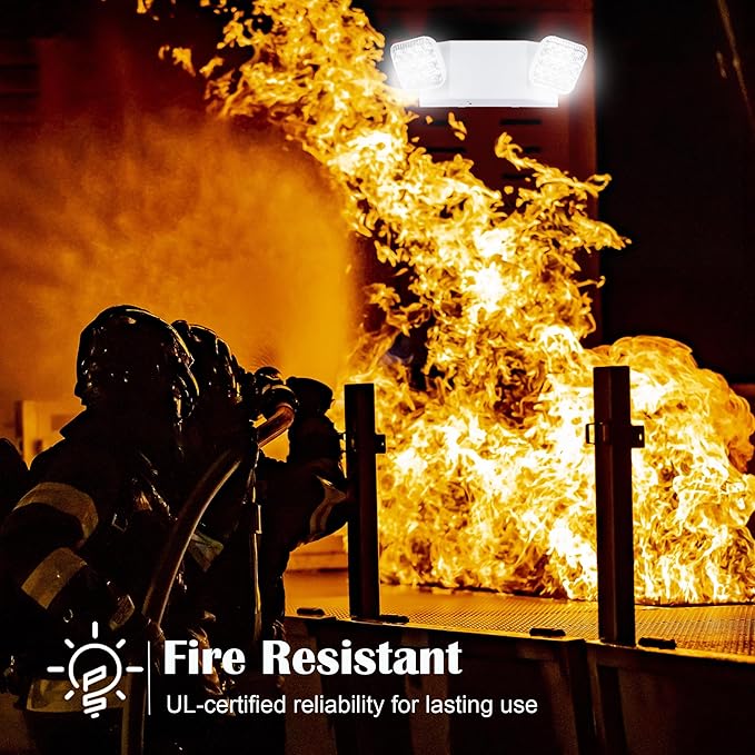 GRUENLICH LED Emergency Light with Battery Backup, 2 Adjustable Bug Eye Heads Lights, US Standard, AC 120-277V, Hardwired Commercial Emergency Exit Light for Business, 6-Pack