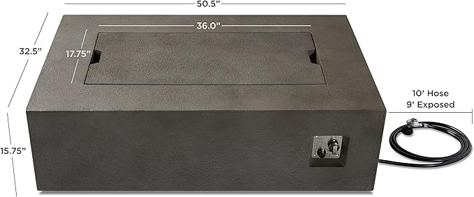 Real Flame Baltic Rectangle Propane Fire Table, Glacier Gray