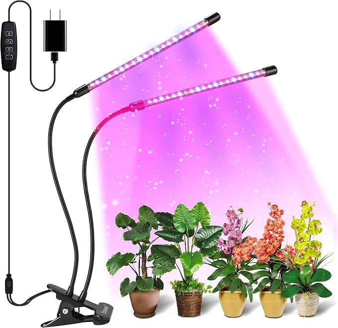 bseah Plant Lights for Indoor Plants, Full Spectrum Grow Lights, Auto ON & Off, Dimmable Lightness (1 Pack)