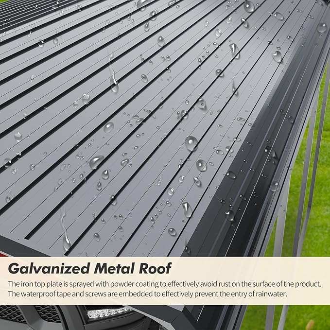 10X15FT Heavy Duty Carport,Carport with Galvanized Steel Roof and Frame,Upgraded Extra Large Metal Garage for Pickup, Car, Boatand Tractors,Trucks, and Tractors