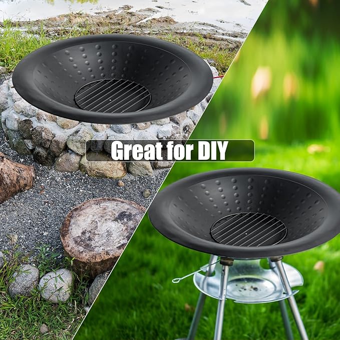 35 inch Steel Fire Bowl for DIY or Replacement Existing Fire Pits, Wood Burning Fire Pit Bowl with Spark Screen &Fire Poker, Fireplace for Backyard, Porch, Deck, Camping, BBQ (Circle Dot)