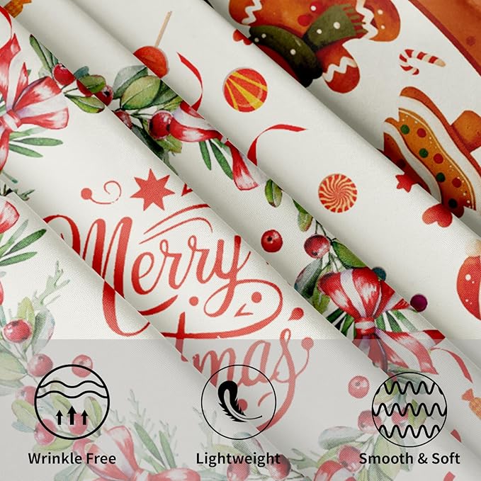 Merry Christmas Tablecloth Round 60 Inch,Traditional Xmas Gingerbread Man Cookie Reusable Washable Circular Table Cover for Holiday Home Kitchen Party Wedding Picnic