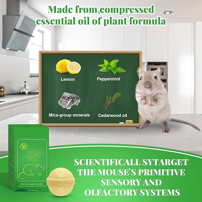 24 Pack Natural Mouse Repellent Peppermint Oil for Repels Mice & Rats, Repellent for Mice Repellent Outdoor & Indoor, Used for Car Engine, RV, Home & Kitchen, Lawn and Garden, Safe for Humans & Pets