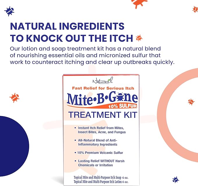Mite Treatment Lotion & Soap by Mite-B-Gone |Natural Relief for Acne, Bug Bites, Skin Redness & Itching, Discomfort & Rosacea | Safe for Kids and Adults| Treatment Kit
