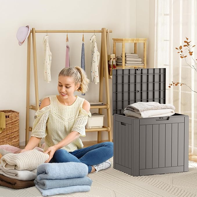 30 Gallon Outdoor Storage Box – Resin Deck Box with Lockable Lid, Waterproof Patio Furniture Storage for Tools, Garden & Yard Organization