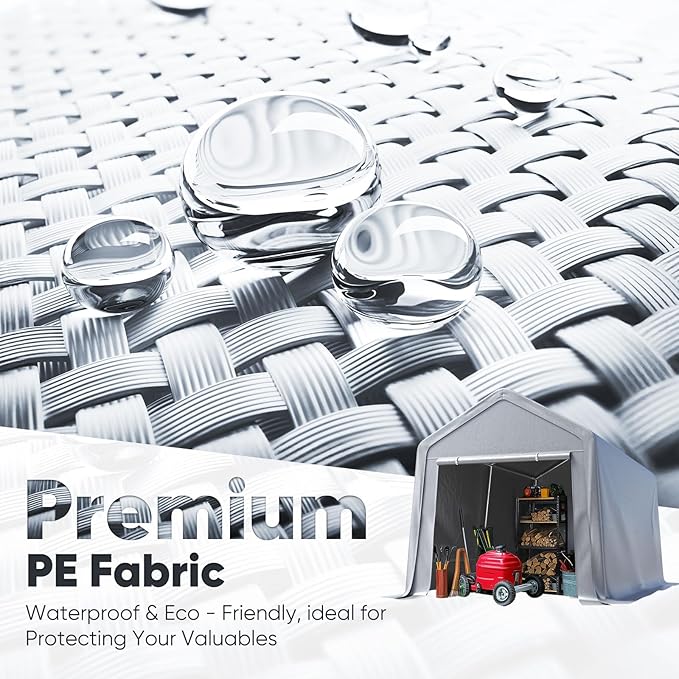 Quictent Heavy Duty 8x8FT Carport Shelter with Roll-Up Mesh Windows & Reinforced Frame, Portable Garage Canopy for Motorcycle Storage, Outdoor Equipment, Patio Furniture Cover - Silver Gray