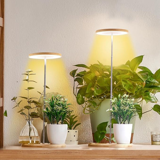 Plant Grow Light for Indoor Plant,Bamboo Mini LED Grow Light Garden,Height Adjustable,Automatic Timer with 8/12/16 Hours