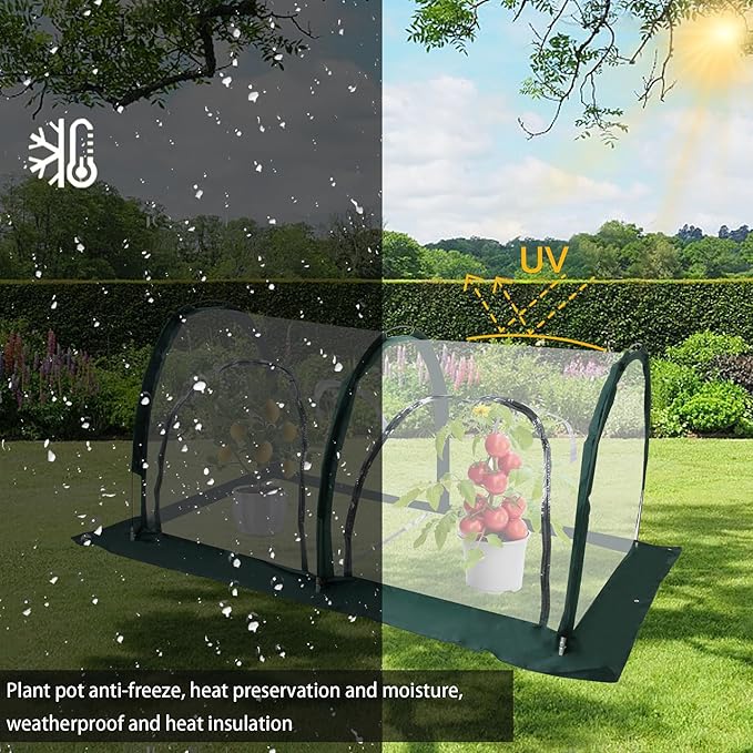 Portable Tunnel Greenhouse for Outdoors - Transparent Mini Greenhouses Ideal for Backyards and Outdoor Vegetable Cultivation (2M)