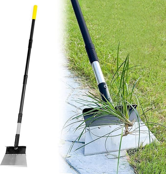 Garden Flat Shovel, Heavy Duty Multifunctional Cleaning Shovel with 60" Adjustable Long Handle, Metal Floor Scraper Tool for Lawn Edging, Weeding, Scraping, Digging, Ice & Snow Removal