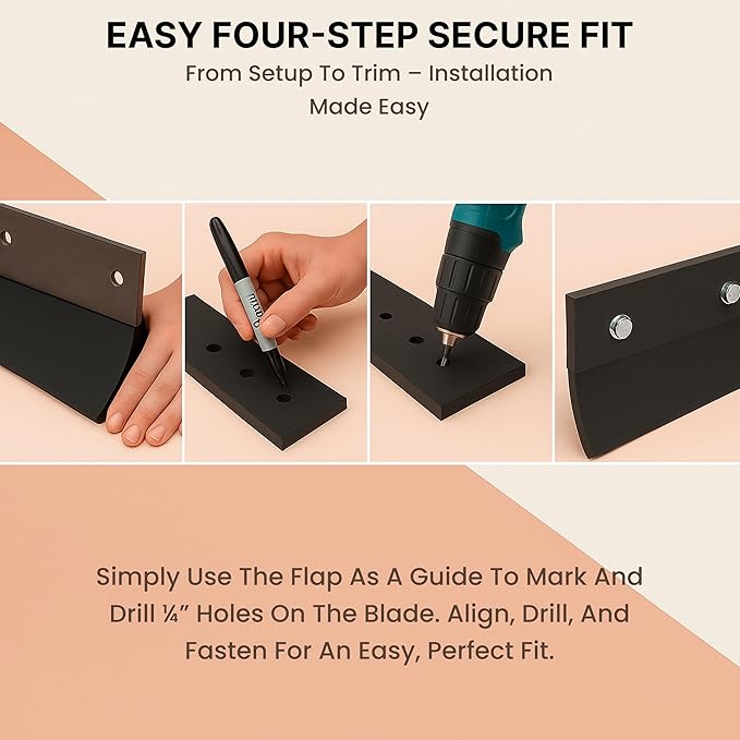 Simond Store- Rubber Cutting Edge for Snow Plow –Heavy Duty 60" x 4" x 0.75" Snow Plow Deflector Smooth & Surface-Safe Snow Clearing - Fit for ATV Tractors, Skid Steers & UTVs Snow Pusher Cutting Edge