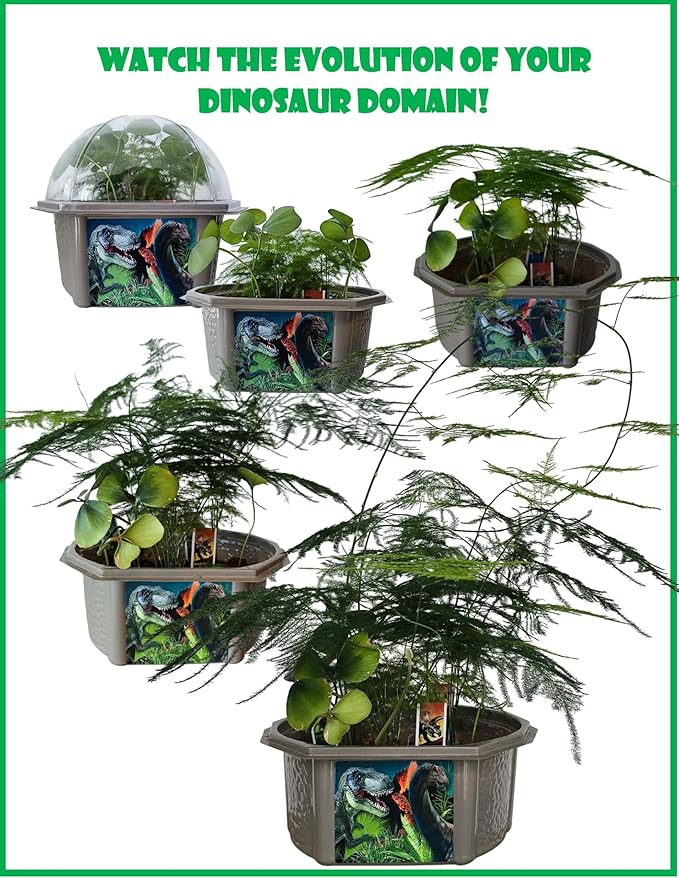 Toys by Nature Biosphere Terrarium Starter Kit, Complete Supplies Included to Grow Your Own Prehistoric Jurassic Park (Dinosaur Domain)