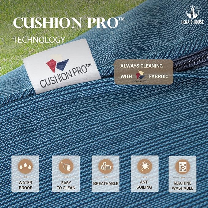 HERA'S HOUSE 5 Pieces Patio Furniture Set, 2 x Rocking Chair, 2 x Ottoman, 1 x 3-Seat Sofa, All Cushioned 7 Seats Metal Outdoor Conversation Set for Lawn Garden Backyard