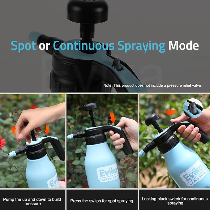 Handheld Pressure Sprayer, 0.26 Gallon Pump Sprayer with Adjustable Nozzle for Plant Spraying and Cleaning in Garden and Lawn, 1.0L Capacity