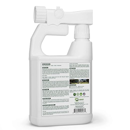 Mosquito Magician Flea and Tick Yard Spray with Hose End Sprayer – Mosquito & Tick Killer and Repellent, Flea Treatment & Outdoor Bug Control for Lawn, Garden & Backyard – Mint Scent, 32 OZ